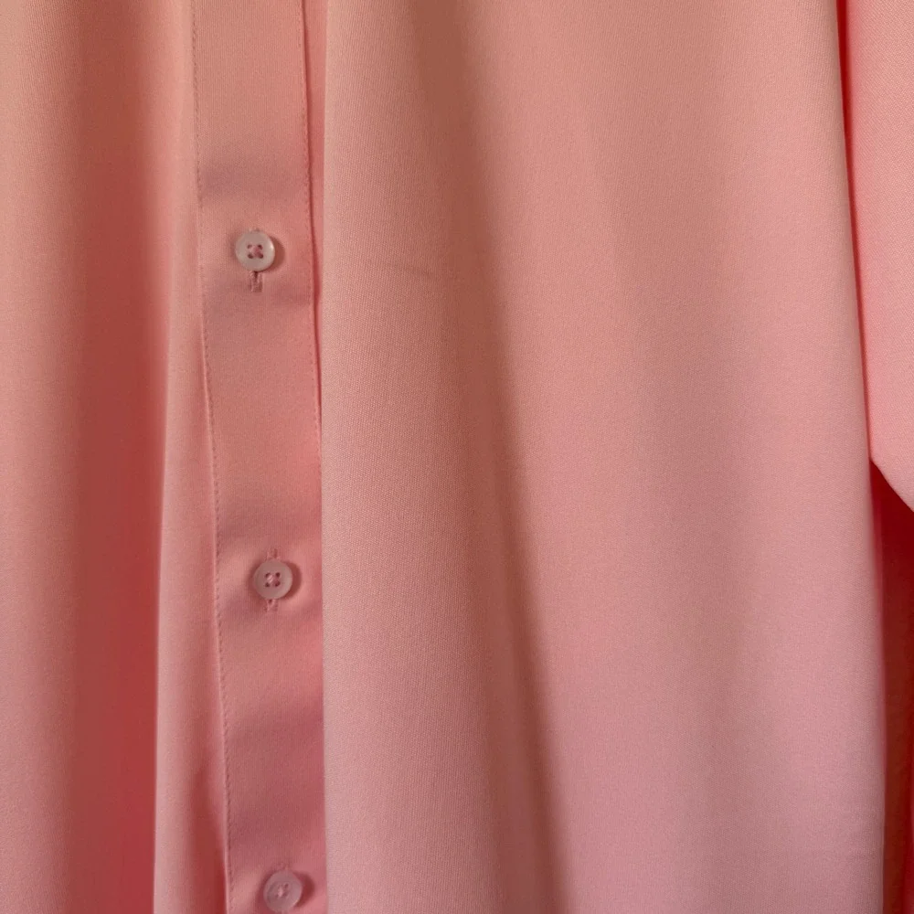 Collars & Co Mens Dress Collar Polo Shirt Pink Long Sleeve Button Down Small